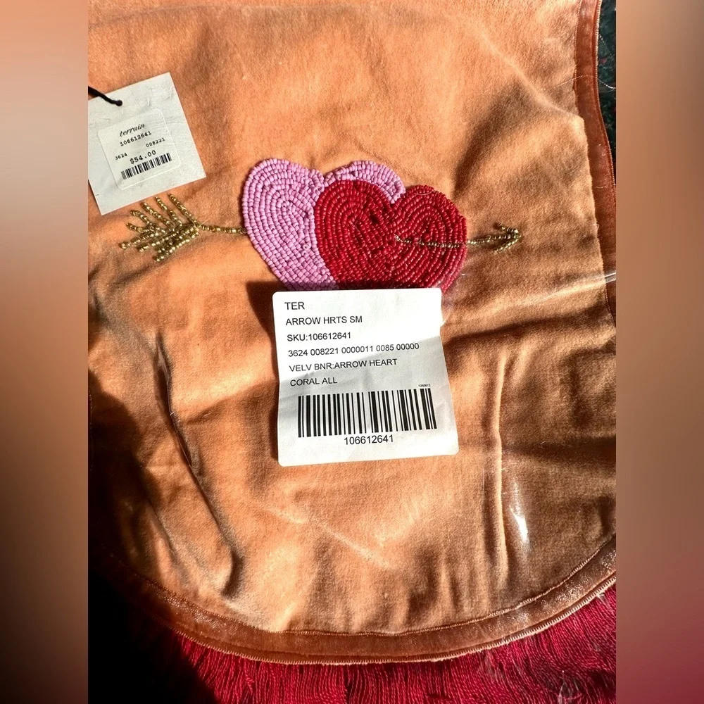 Arrow Heart Tapestry with Red and Purple Embroidery